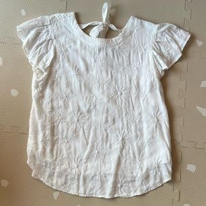 Loft white floral flutter sleeve top